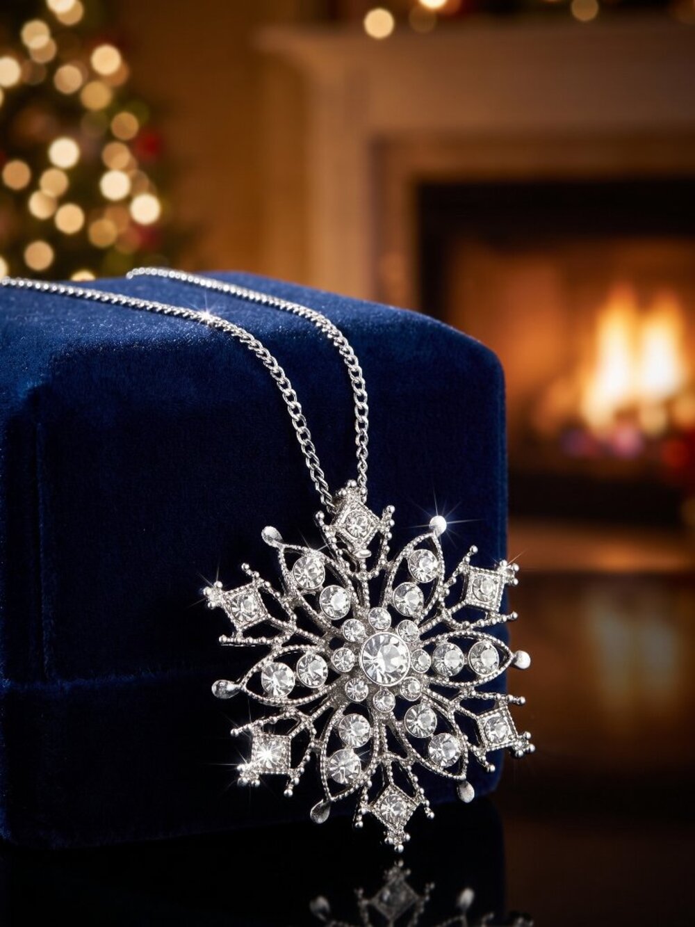 💎❄️Upcycled Icy Elegance: Statement Snowflake Crystal Pendant Necklace❄️💎 - Picture 2 of 16